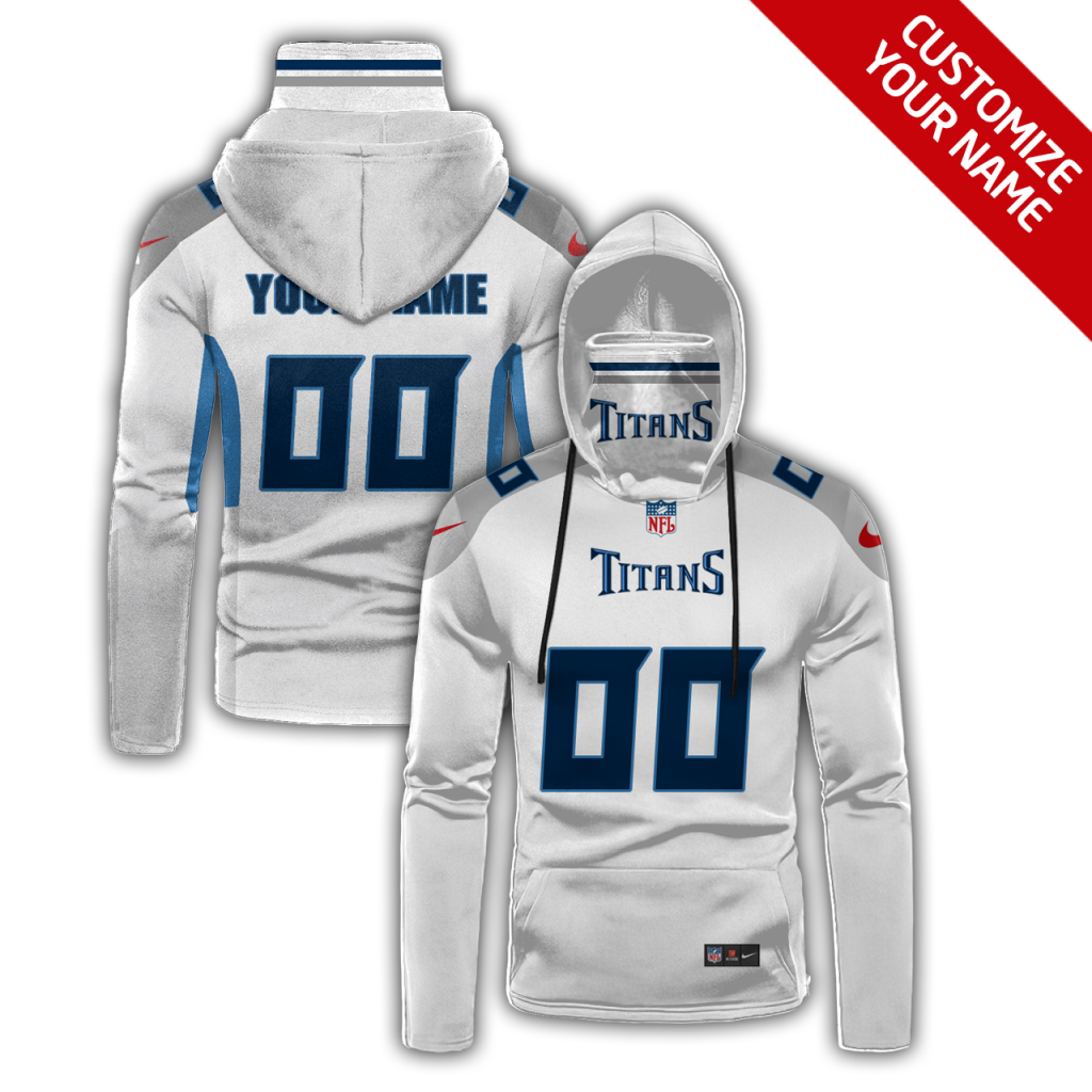 Men's Tennessee Titans White 2020 Customize Hoodie Mask